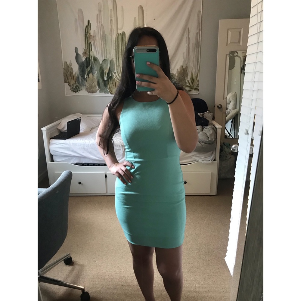Seafoam green dress with zipper back